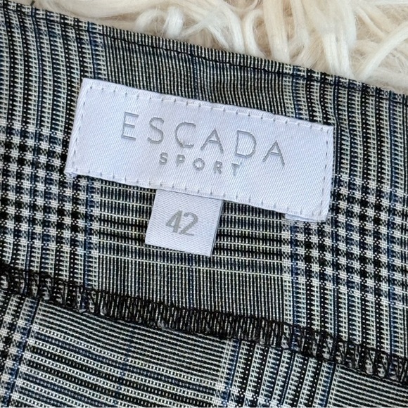 ESCADA Sport Women’s Plaid Wool Blend Long Line Blazer pants set Gray SZ 42/12 - Picture 7 of 16